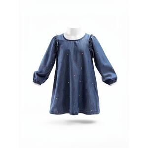GAP Kids Denim Dress – Size 4 Years – Embroidered Polka Dots